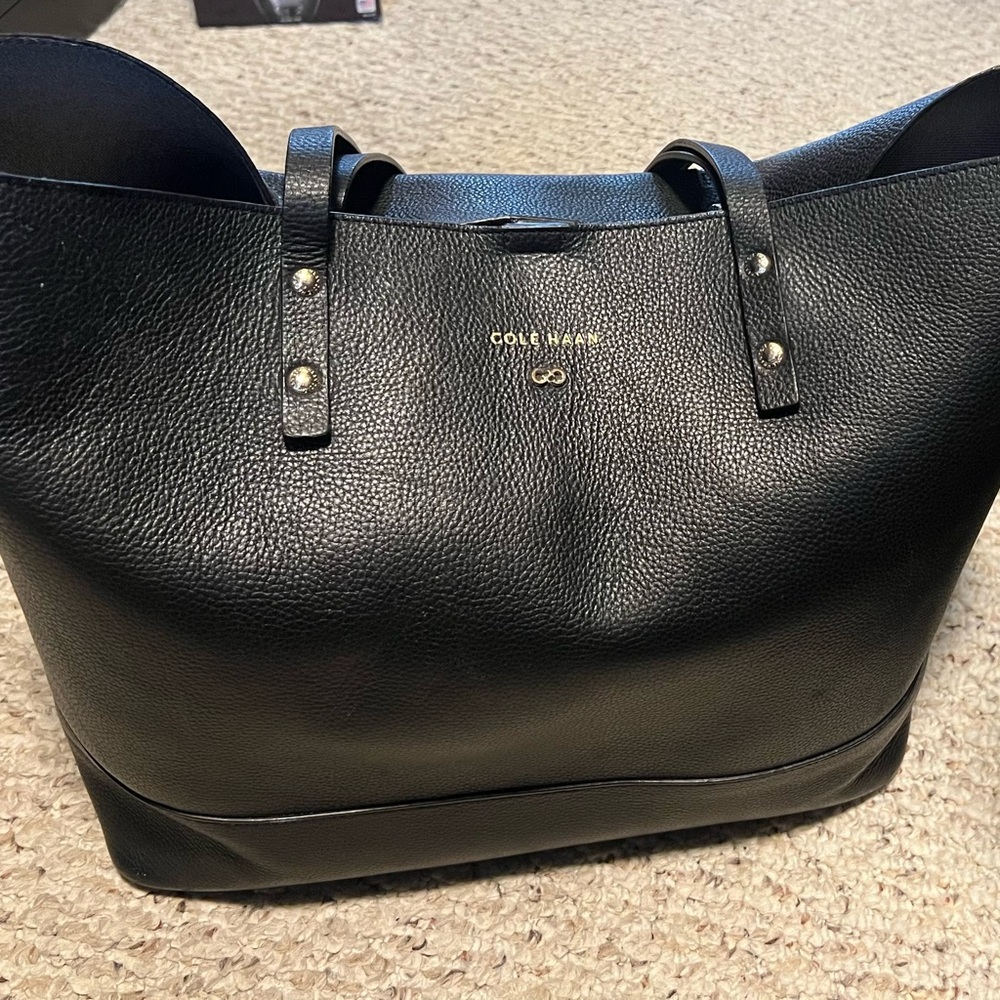 Cole Haan Black Pebbled Leather Tote